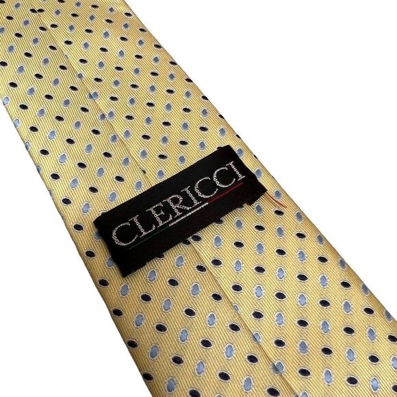 Clericci Spring Colors Striped Neck Tie Blue Yellow Colorful Polyester Bright - Picture 5 of 8